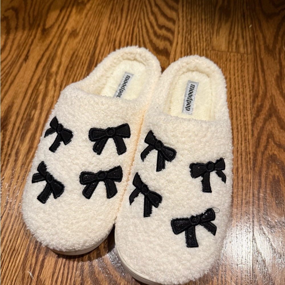 Black Bow Slippers